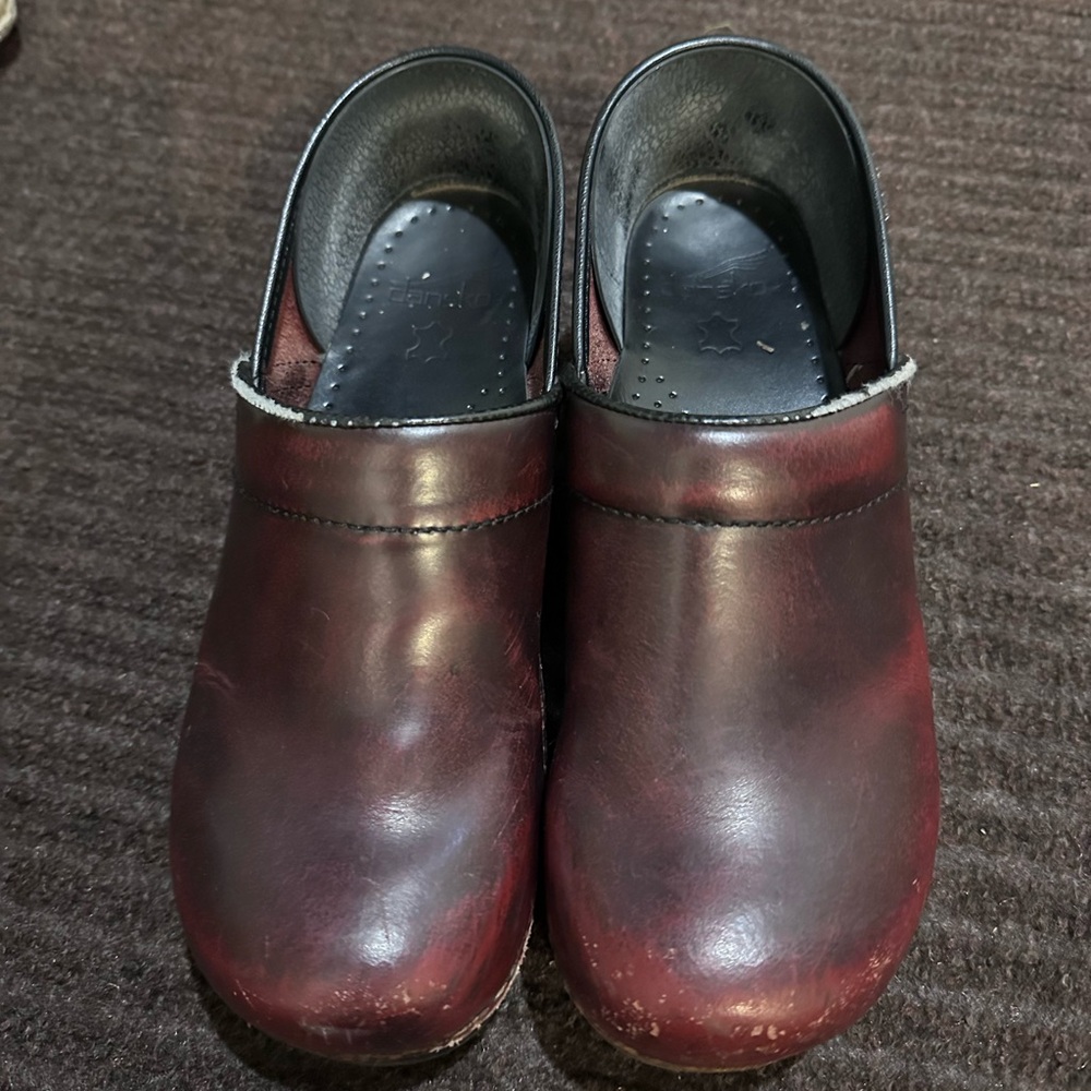 Dansko Women's Leather Clogs - Deep Burgundy